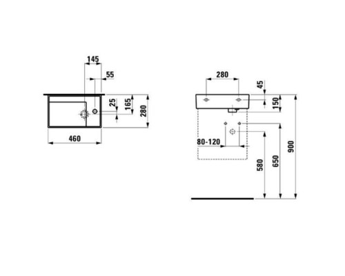 Раковина Laufen Kartell 46х28х12 см 1 отверстие без перелива белая 8.1533.4.000.111.1