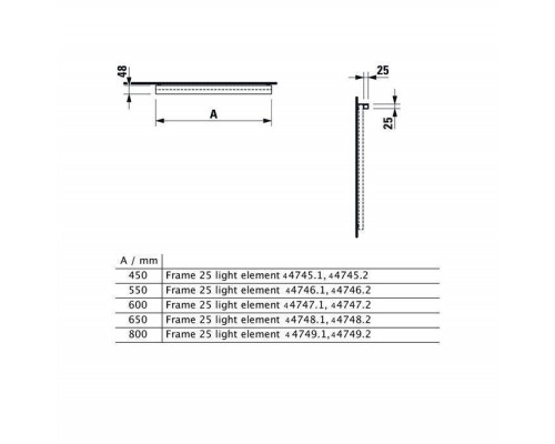 Подсветка горизонтальная LED LAUFEN Frame 25 650 мм матовый хром 4.4748.1.900.007.1