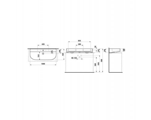 Раковина накладная Laufen Sonar 1000 х 420 х 140 мм 1 отверстие белый 8.1634.7.000.104.1