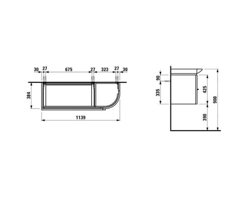 Тумба с раковиной Laufen Palace 1200x460 мм 1 отверстие белый матовый 8.1670.5.000.104.1 / 4.0160.2.075.463.1