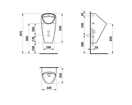 Писсуар Laufen Caprino Plus Rimless безободковый внутренний подвод 8.4106.1.000.000.1