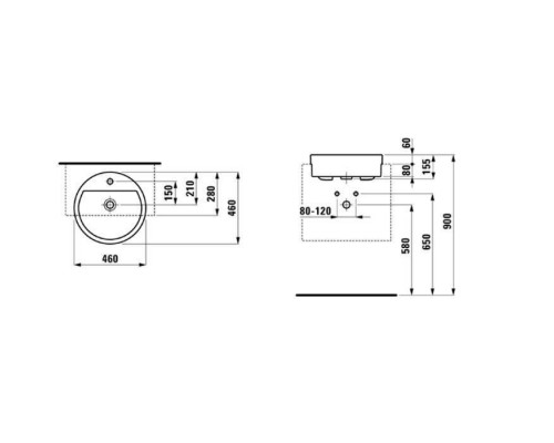 Раковина Laufen Living City 46х46х14 см 1 отверстие 8.1343.1.000.104.1