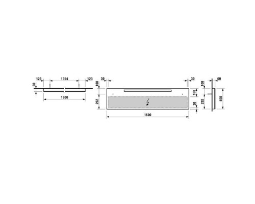 Зеркало Laufen Il Bagno Alessi One 160х40 см подвесное с подсветкой 4.4844.1.097.200.1