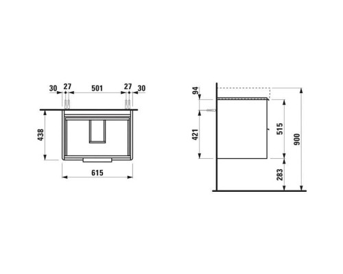Тумба с раковиной подвесная Laufen Base 65x46.5 см 2 ящика белый глянцевый 8.1096.4.000.104.1/4.0229.2.110.261.1