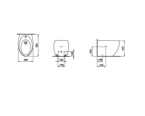 Биде напольное Laufen Il Bagno Alessi One 39x58.5x41.5 см LLC белый 8.3297.1.400.304.1