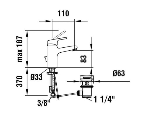 Смеситель для раковины Laufen Citypro с донным клапаном хром HF500901100000