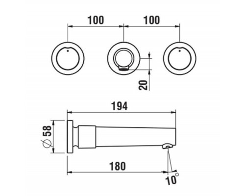 Смеситель для раковины Laufen The New Classic настенный хром HF900524100000