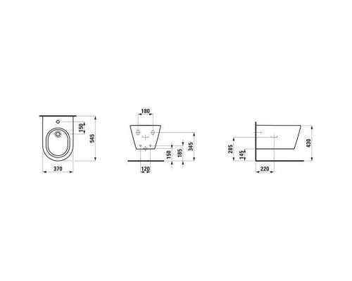 Биде подвесное Laufen Kartell 54.5х37х29 см 1 отверстие графит матовый 8.3033.1.758.302.1