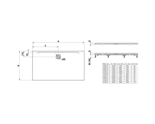 Душевой поддон Laufen Pro 140x80 см прямоугольный Marbond 2.1095.3.000.000.1