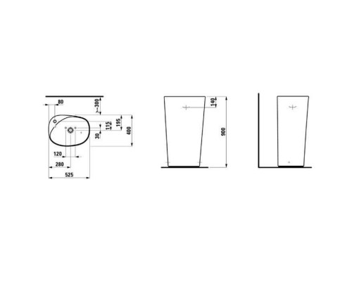 Раковина напольная Laufen Palomba 52.5x40x90 см 1 отверстие с сифоном 8.1180.3.000.104.1