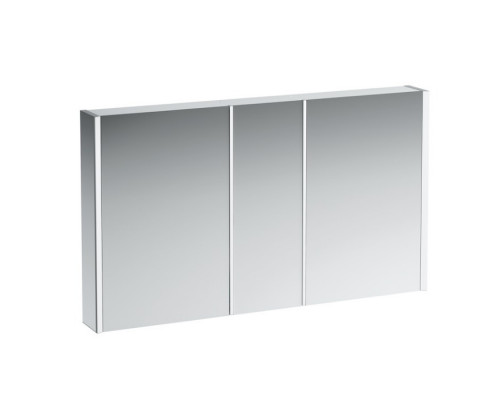 Laufen Frame Зеркальный шкаф 130x75см., LED-подсветка, алюминий, 3 двери, 2 розетки, с дефектом плафона. 4.0875.4.900.144.1 с дефектом плафона