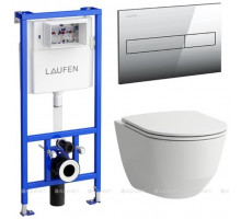 Комплект унитаз Laufen Pro сиденье микролифт инсталляция кнопка 8.6996.6.000.000.R