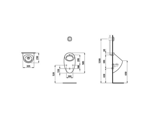 Писсуар Laufen Il Bagno Alessi One 29х32.5х58.5 см LLC белый 8.4097.5.400.000.1