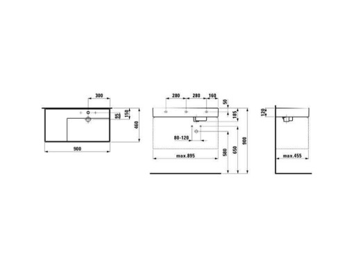 Раковина Laufen Kartell 90x46x12 см 1 отверстие без перелива белая 8.1033.9.000.111.1