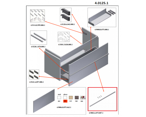 Ручка для мебели Laufen Case for Palace 90 см 4.9002.1.075.007.1