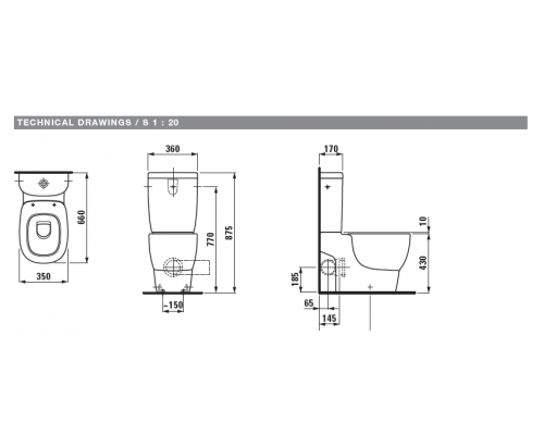Унитаз напольный Laufen Mimo горизонтальный выпуск белый 8.2355.6.000.000.1