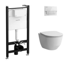 Комплект унитаз Laufen Pro Rimless с инсталляцией сиденье микролифт клавиша белая Z.RU93.0.761.6