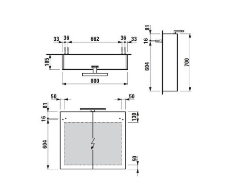 Шкаф зеркальный Laufen Base 80x18.5x70 см 2 дверцы LED розетка белый 4.0280.2.110.261.1