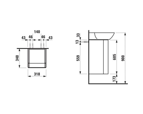 Тумба под раковину напольная Laufen INO 32x34x60.5 см 1 дверца DX темный орех 4.2535.2.030.171.1/8.1030.2.000.104.1
