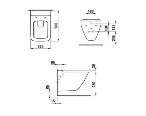 Унитаз подвесной безободковый Laufen Palace 56х36 см Rimless 8.2070.6.000.000.1