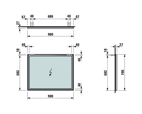 Зеркало Laufen Frame 25 90x70 см в алюминиевой раме черный матовый 4.4740.5.900.450.1